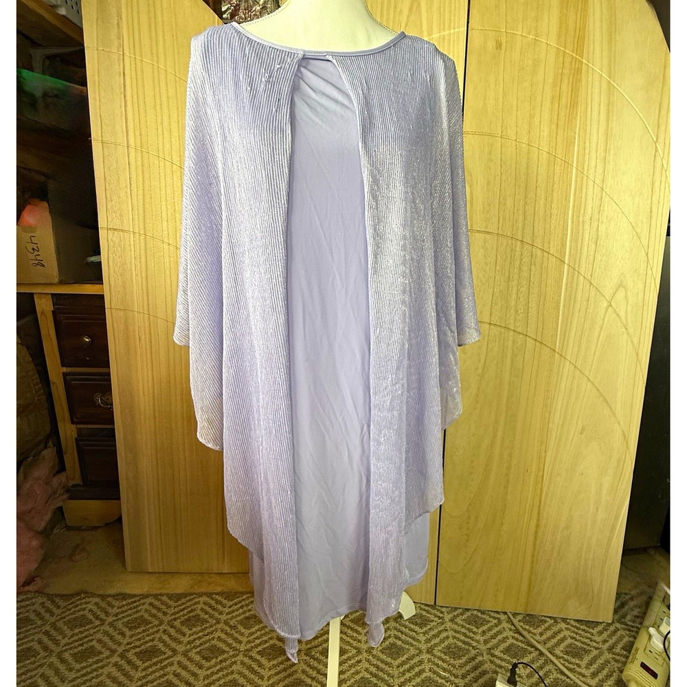 Vintage 90s Y2K Glamour Nights Lavender Metallic Pleated Layered Midi Dress